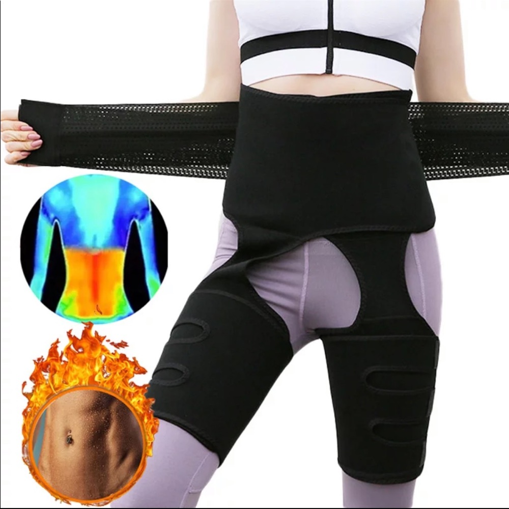 2 in 1 waist & thigh trainer (Black w/Red Trim)